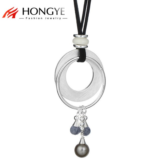 640x640 Hongye Jewelry Statement Double Layer Colliers Natural Stone - Tassel Drawing