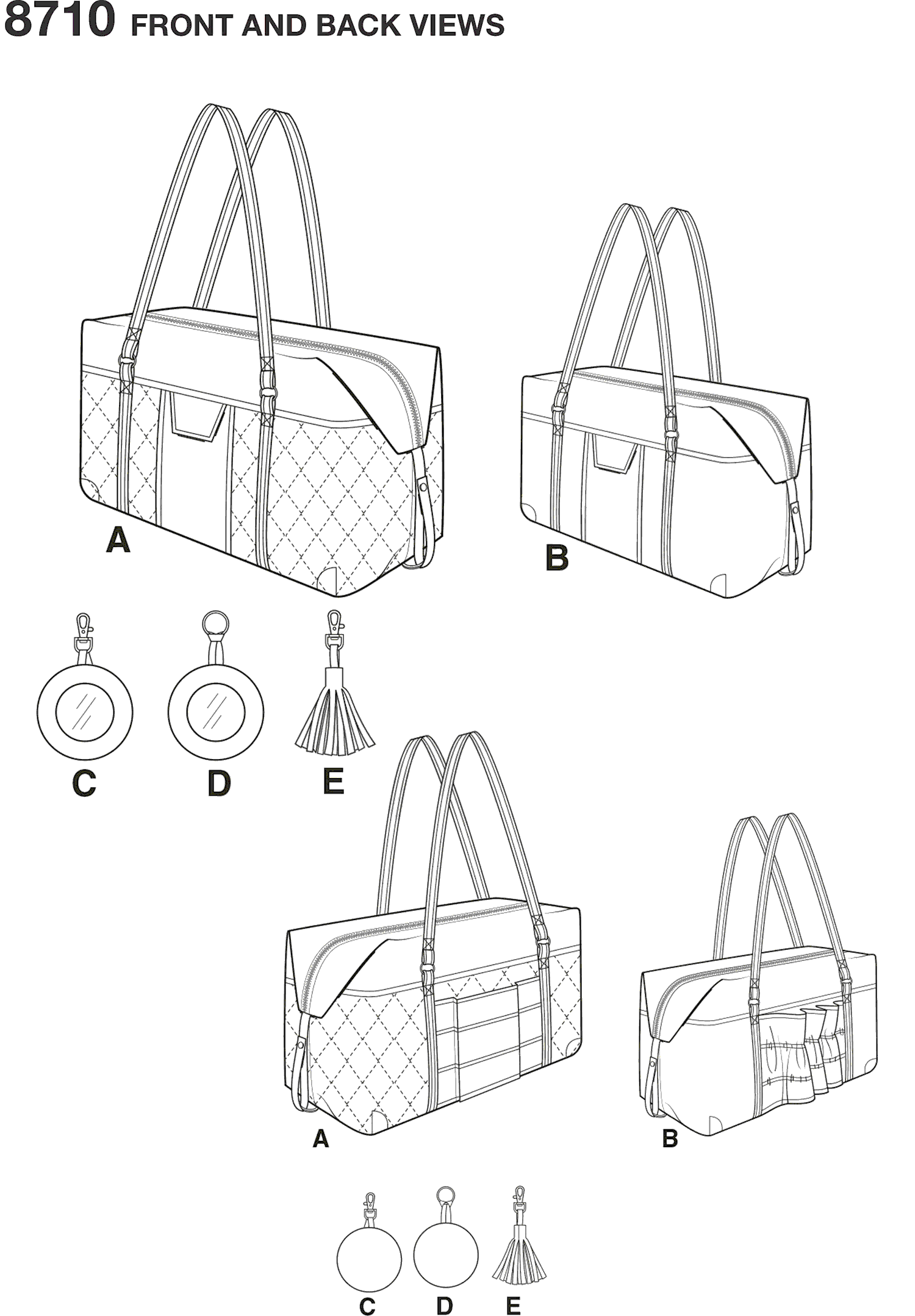 1500x2157 simplicity pattern luggage bags, key ring and tassel - Tassel Drawing