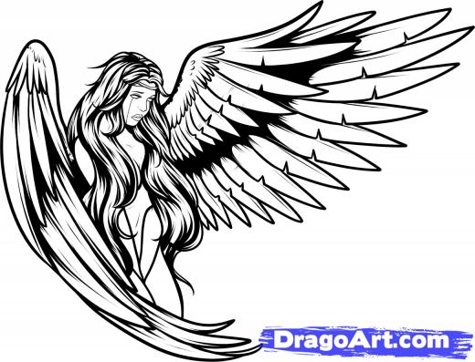 520x397 Step How To Draw Tattoo Angels, Angel Tattoos - Tattoo Angel Drawings