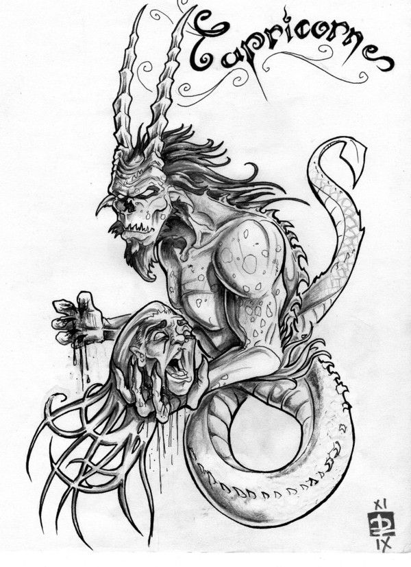600x826 Man Drawing Capricorn For Free Download - Tattoo Designs For Men Drawing