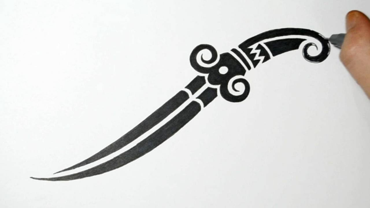 1280x720 How To Draw A Knife Dagger - Tattoo Drawing Art
