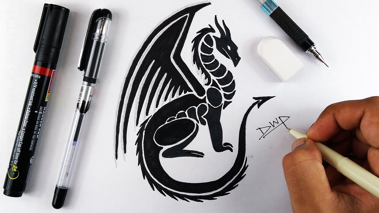 1280x720 How To Draw A Dragon Tattoo Step - Tattoo Drawing Art