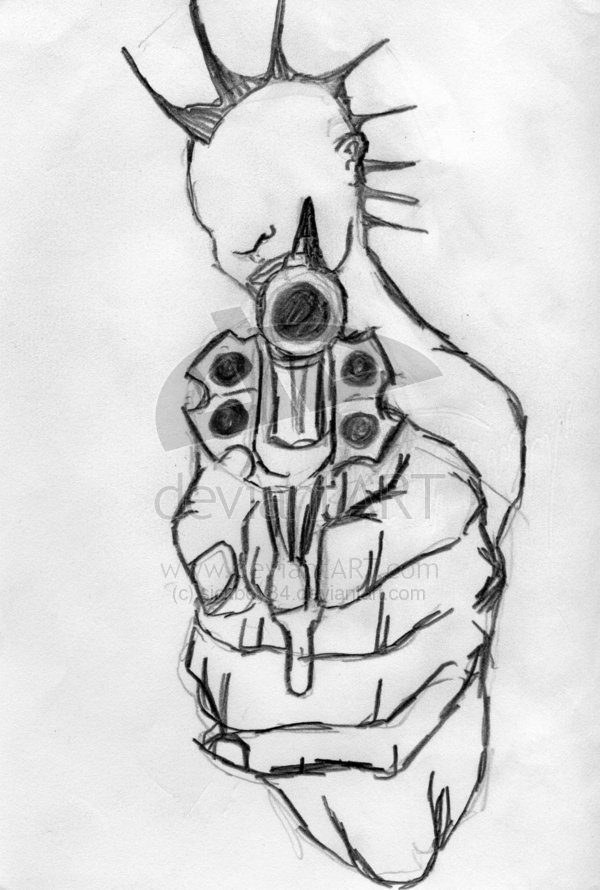 600x890 Punk With Gun Tattoo Design - Tattoo Drawing Ideas Design