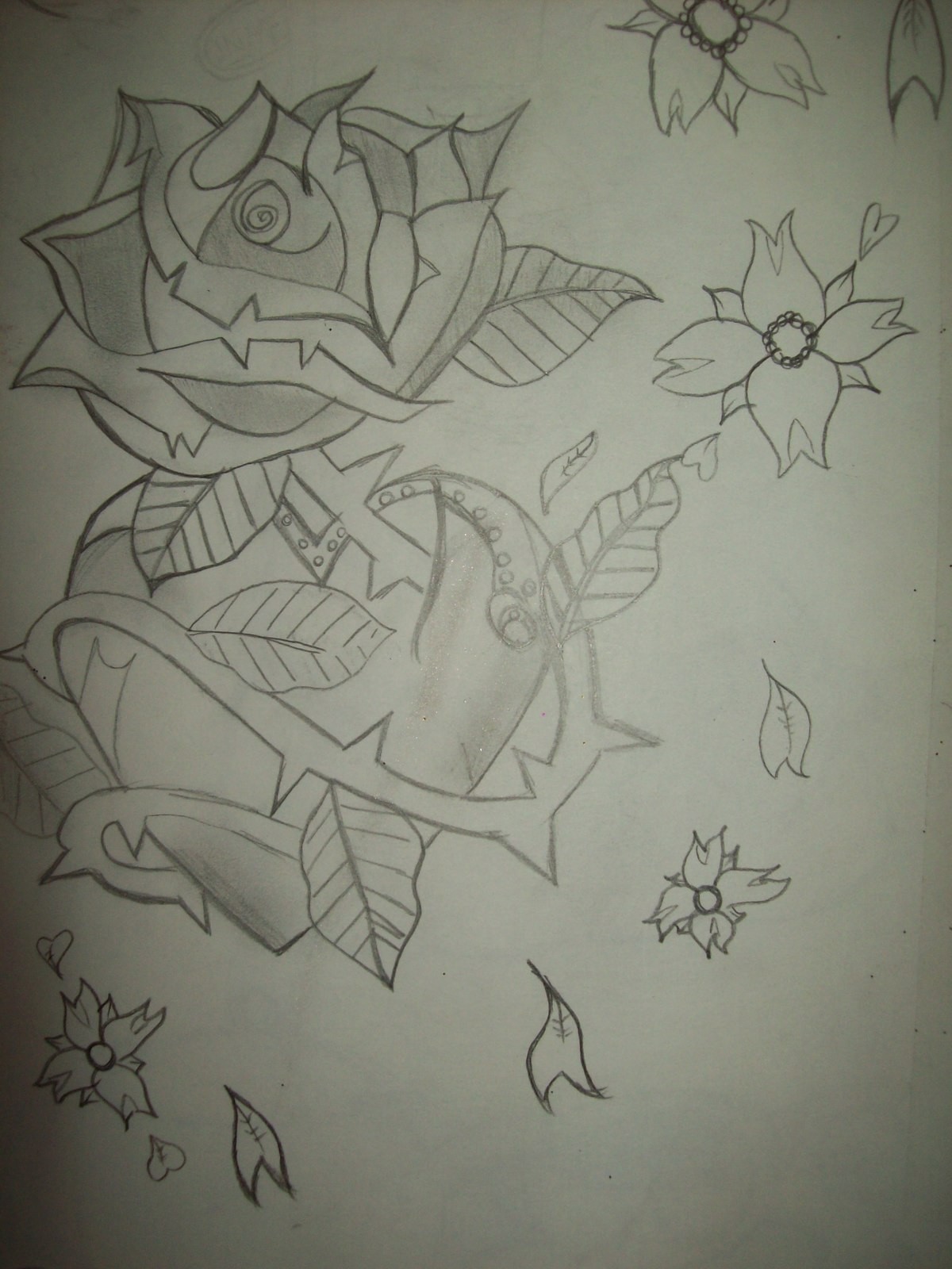 1200x1600 tattoo sketch rose and heart a tattoo drawing on cut out + keep - Tattoo Drawing Paper