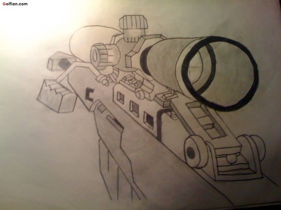 900x675 trendy army sniper gun tattoo drawing on paper - Tattoo Drawing Paper