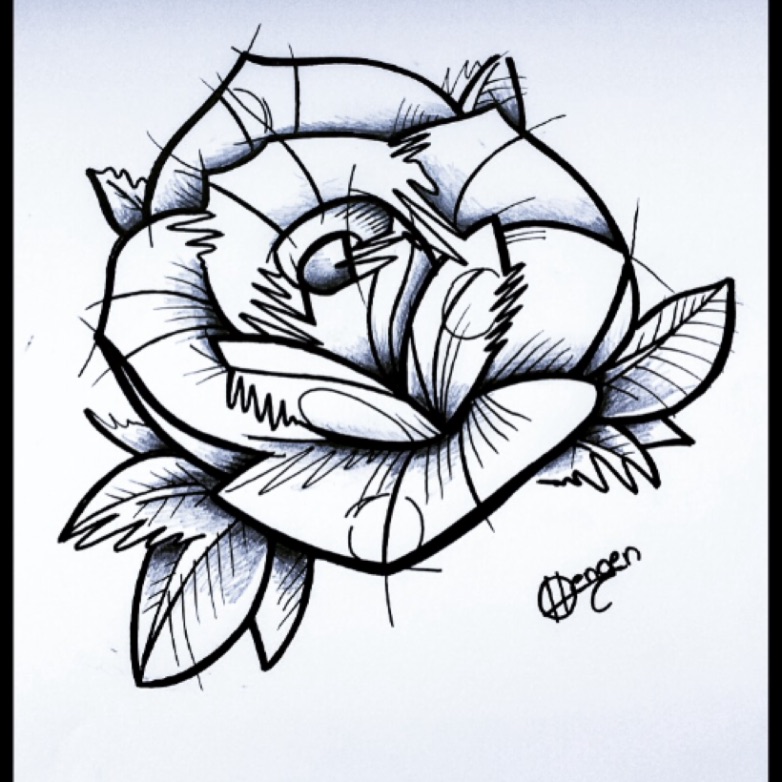 782x782 Mokotattoo Eigene Darstellung Einer New School Rose - Tattoo Drawing Rose