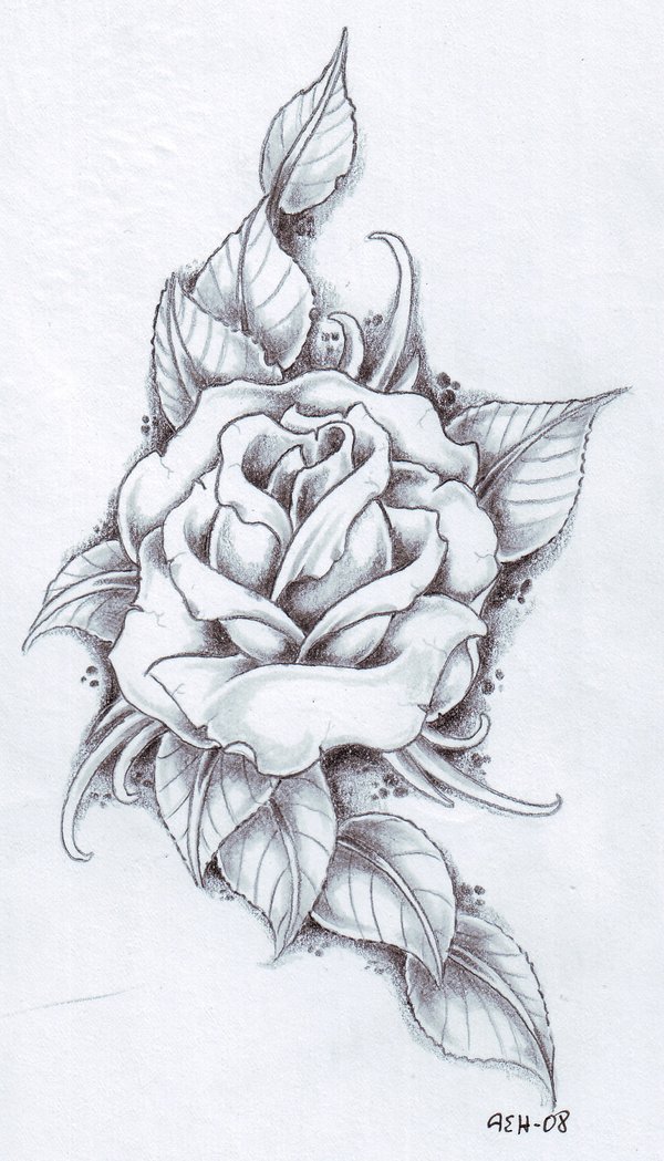 600x1049 Black And Grey Rose Tattoo Design - Tattoo Drawing Rose