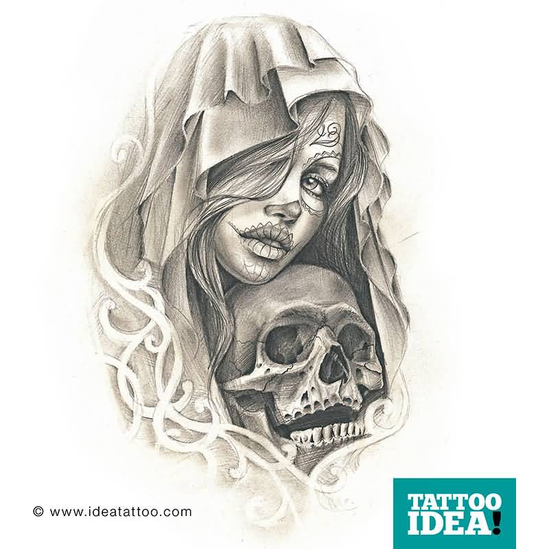 800x800 Skull Catrina Girl Tattoo Drawing - Tattoo Drawing Skull