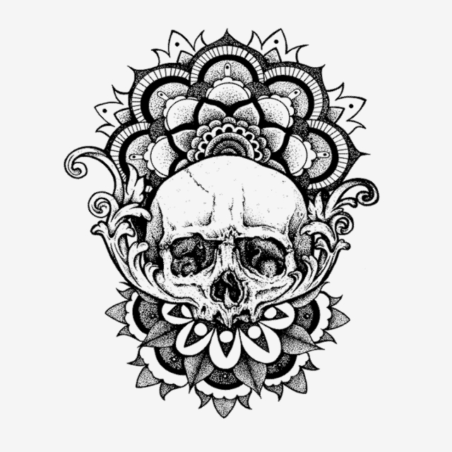 640x640 Skull Tattooartwork, T Shirt Art, Designs, Illustration, Hand - Tattoo Drawing Skull