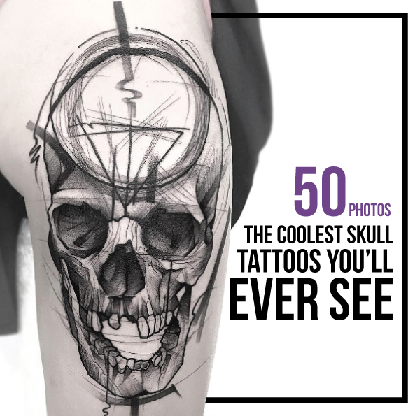 600x595 The Coolest Skull Tattoos You'll Ever See - Tattoo Drawing Skull