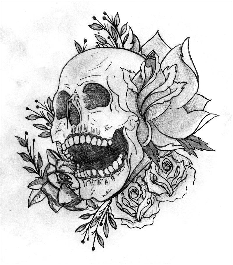 Tattoo Drawing Skull at PaintingValley.com | Explore collection of ...