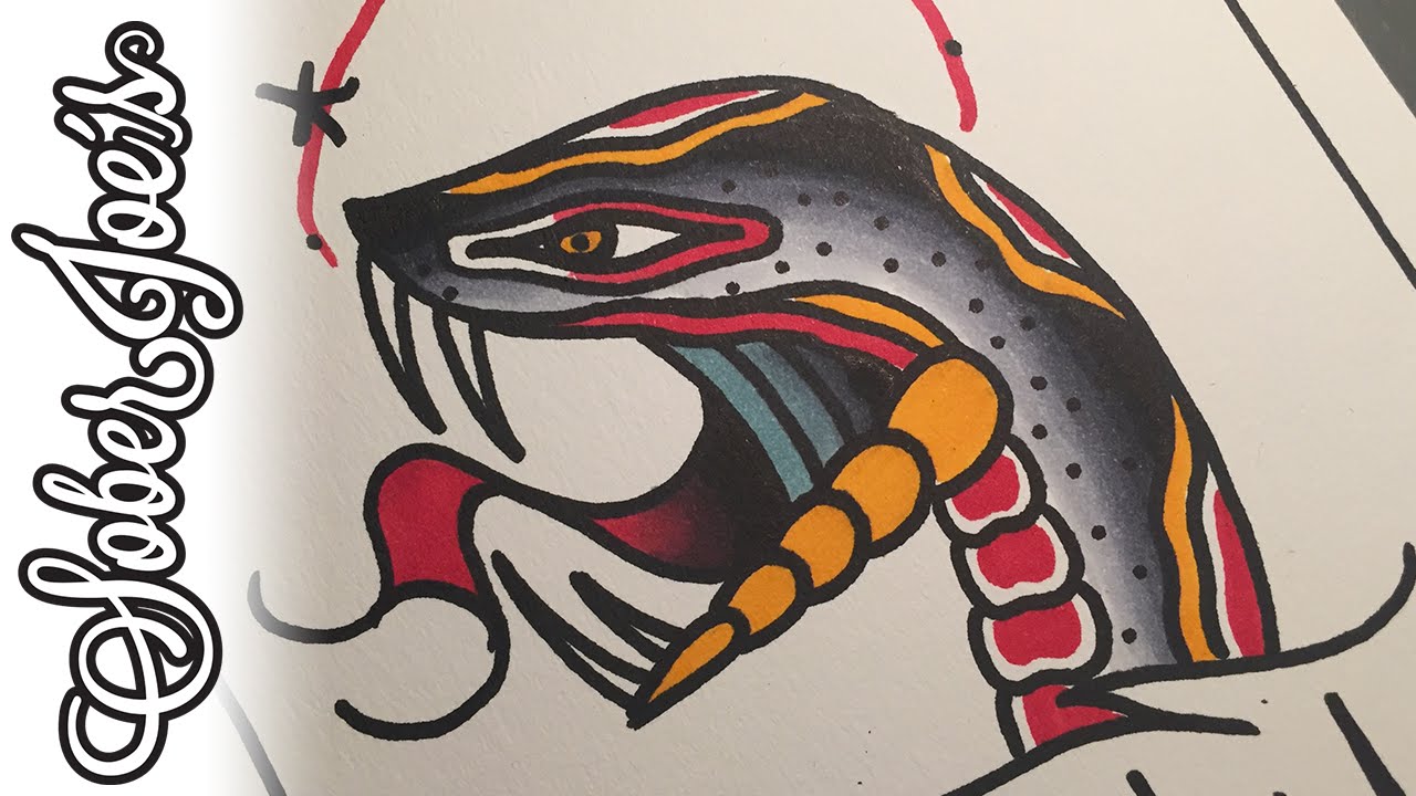 1280x720 Drawing A Snake Head - Tattoo Flash Drawings