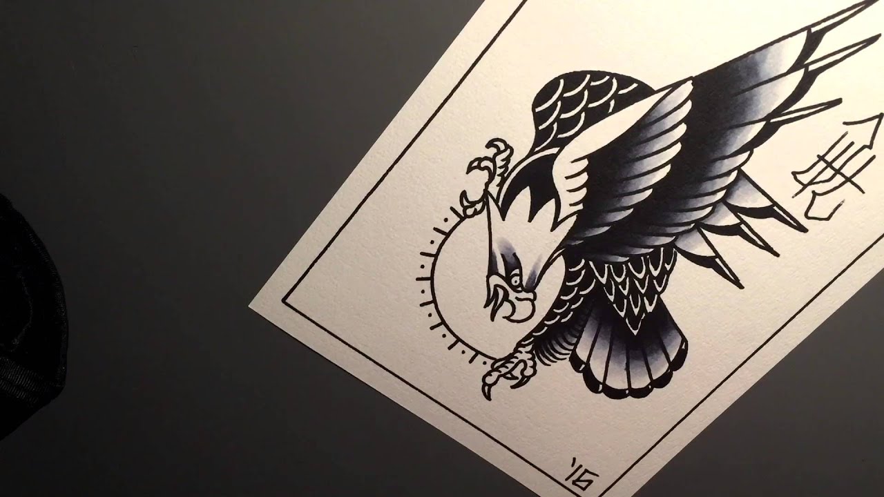 1280x720 Drawing An American Eagle - Tattoo Flash Drawings