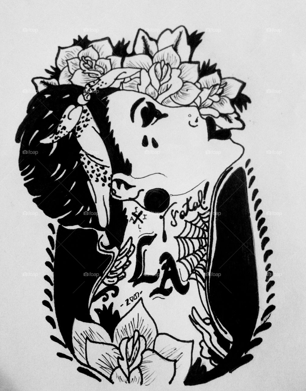 1004x1280 Tattoo Girl Drawing Drawing Of Retro Girl With Tattoos - Tattoo Girl Drawing