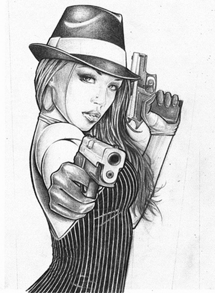 751x1024 Nice Sketch Of Gangsta Girl Tattoo Drawing - Tattoo Girl Drawing