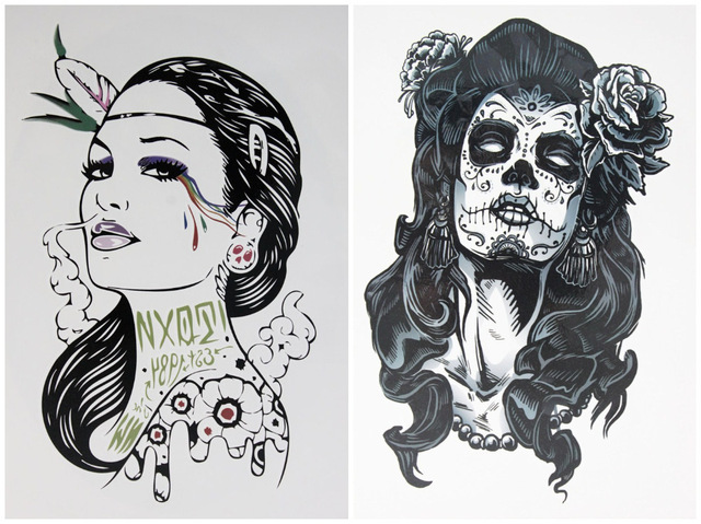 640x479 pcsset tattoo smoke gangster women gangster rose tattoo girl - Tattoo Girl Drawing