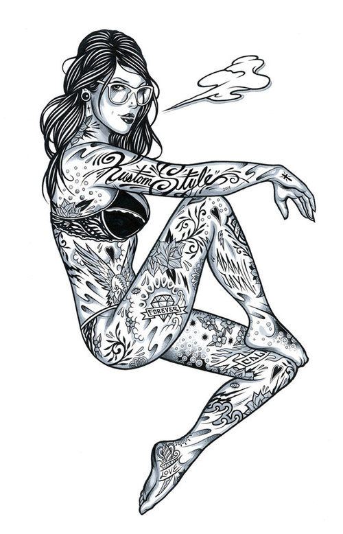 500x778 tattooed girls - Tattoo Girl Drawing