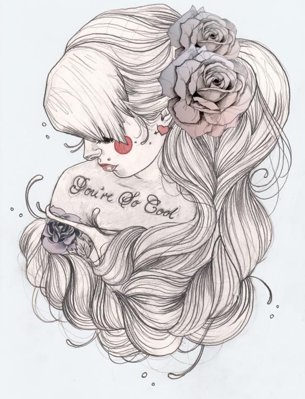 600x784 Tattoo Girl Draw - Tattoo Girl Drawing