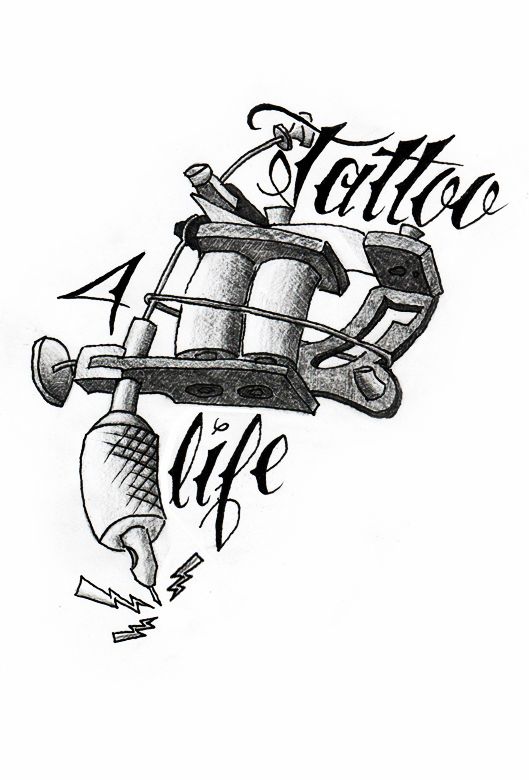 529x780 Tattoo Machine - Tattoo Gun Drawing