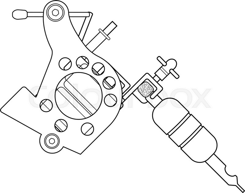 800x632 tattoo machine linear drawing thin stock vector colourbox - Tattoo Gun Drawing