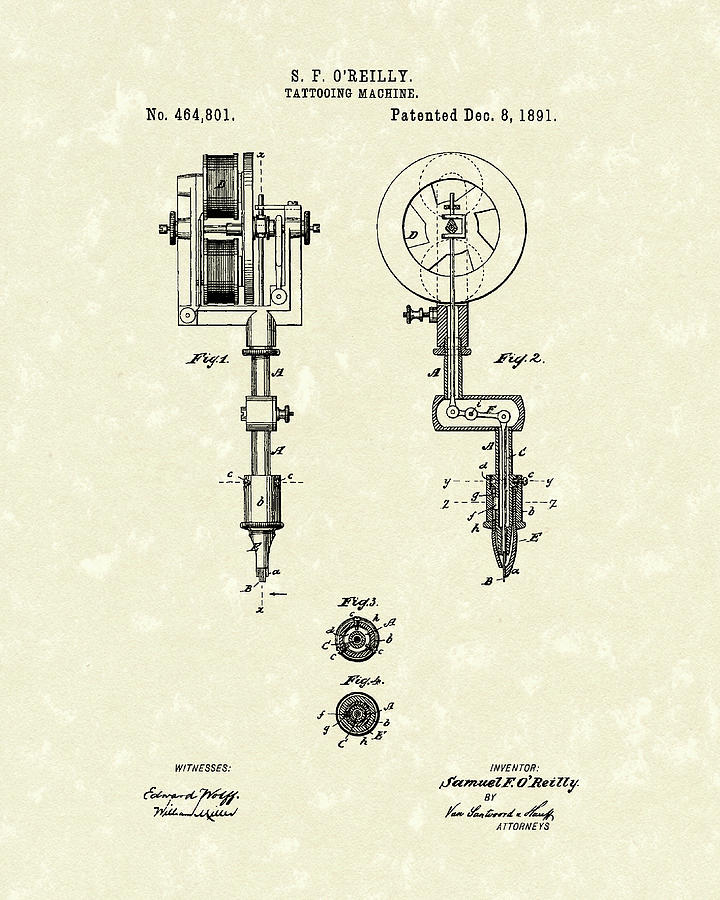 720x900 Tattoo Machine Patent Art Drawing - Tattoo Machine Drawing
