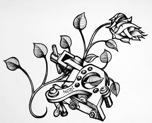 500x405 Tattoo Machine Drawing - Tattoo Machine Drawing