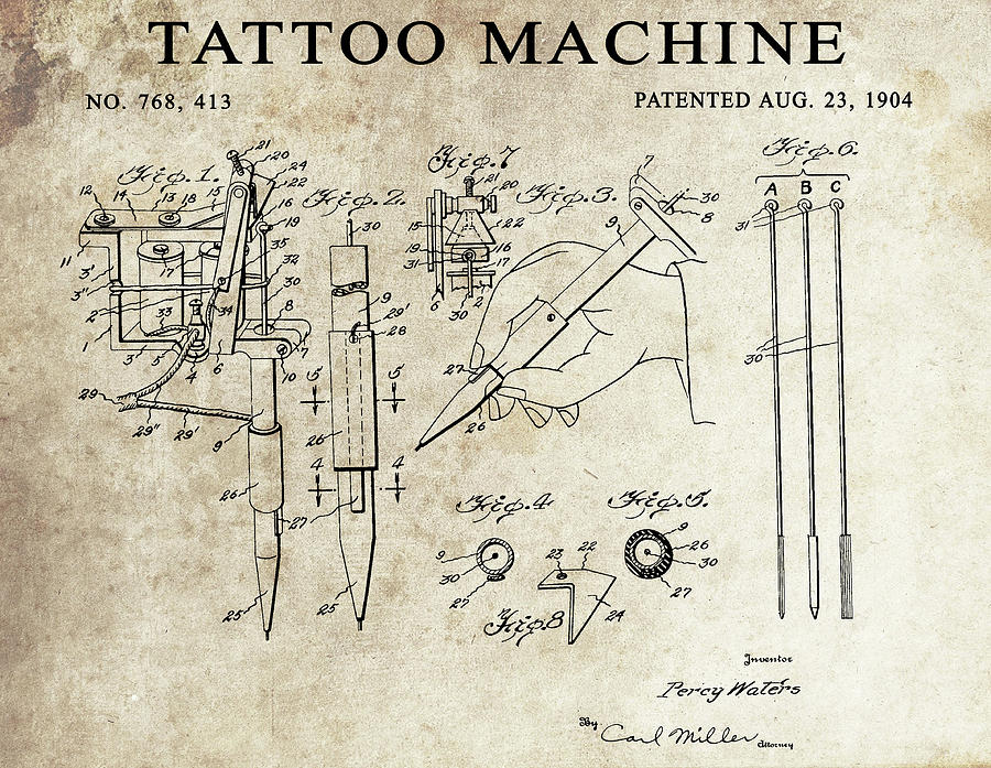 900x697 Tattoo Machine Patent Drawing - Tattoo Machine Drawing