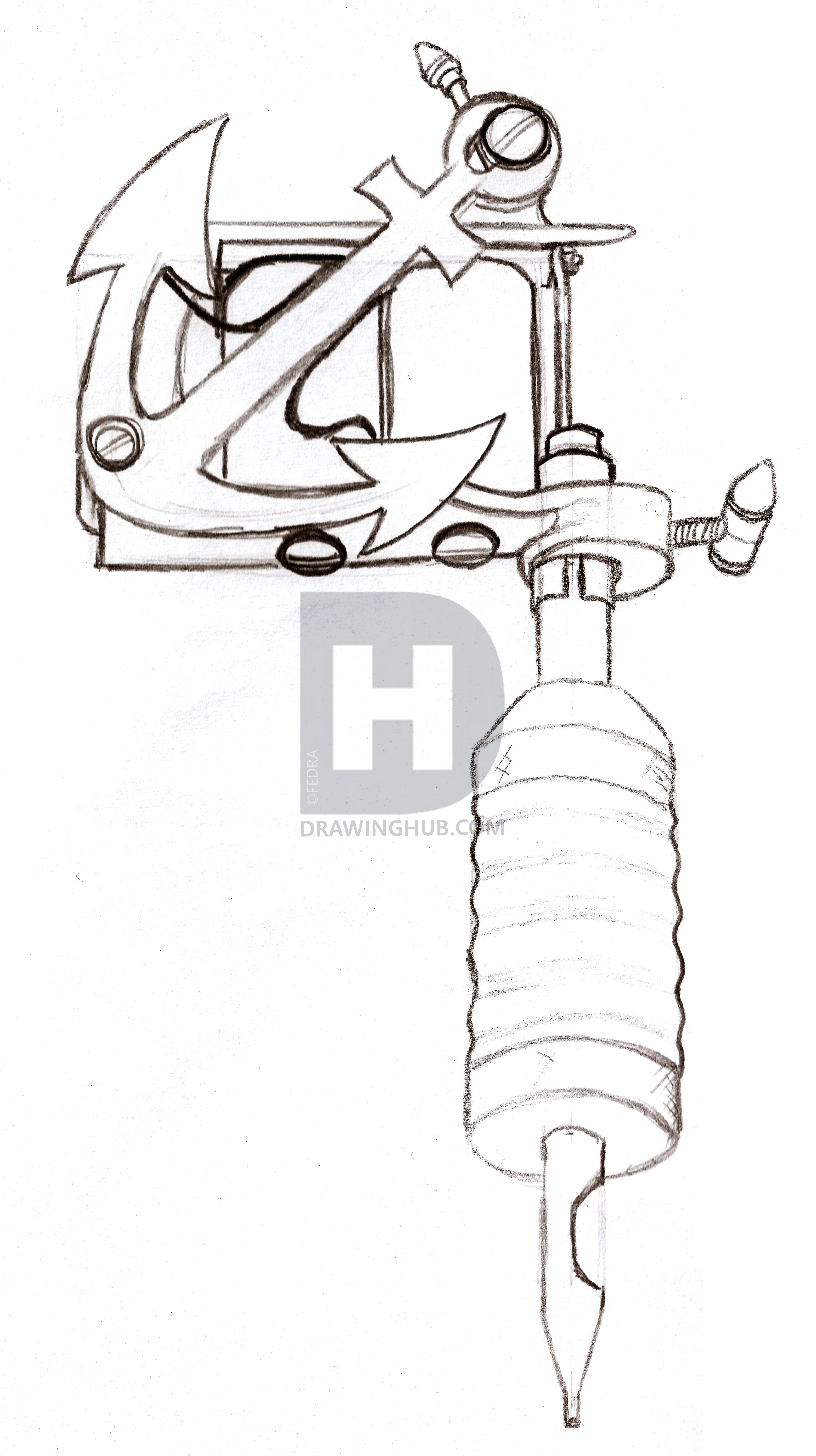 4751x8473 Tattoo Machine Drawing - Tattoo Machine Drawing
