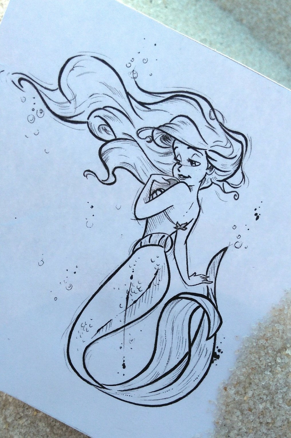 1017x1528 Tulio Vieira Ariel - Tattoo Sketch Drawing