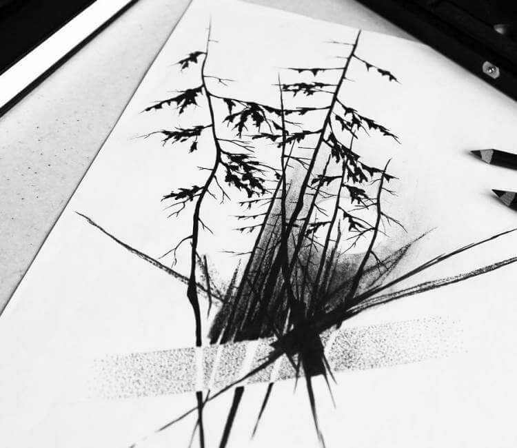 750x650 Dark Forest Sketch Drawing - Tattoo Sketch Drawing