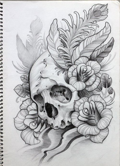 500x691 Flower Tattoo Sketches Sketches - Tattoo Skull Drawing
