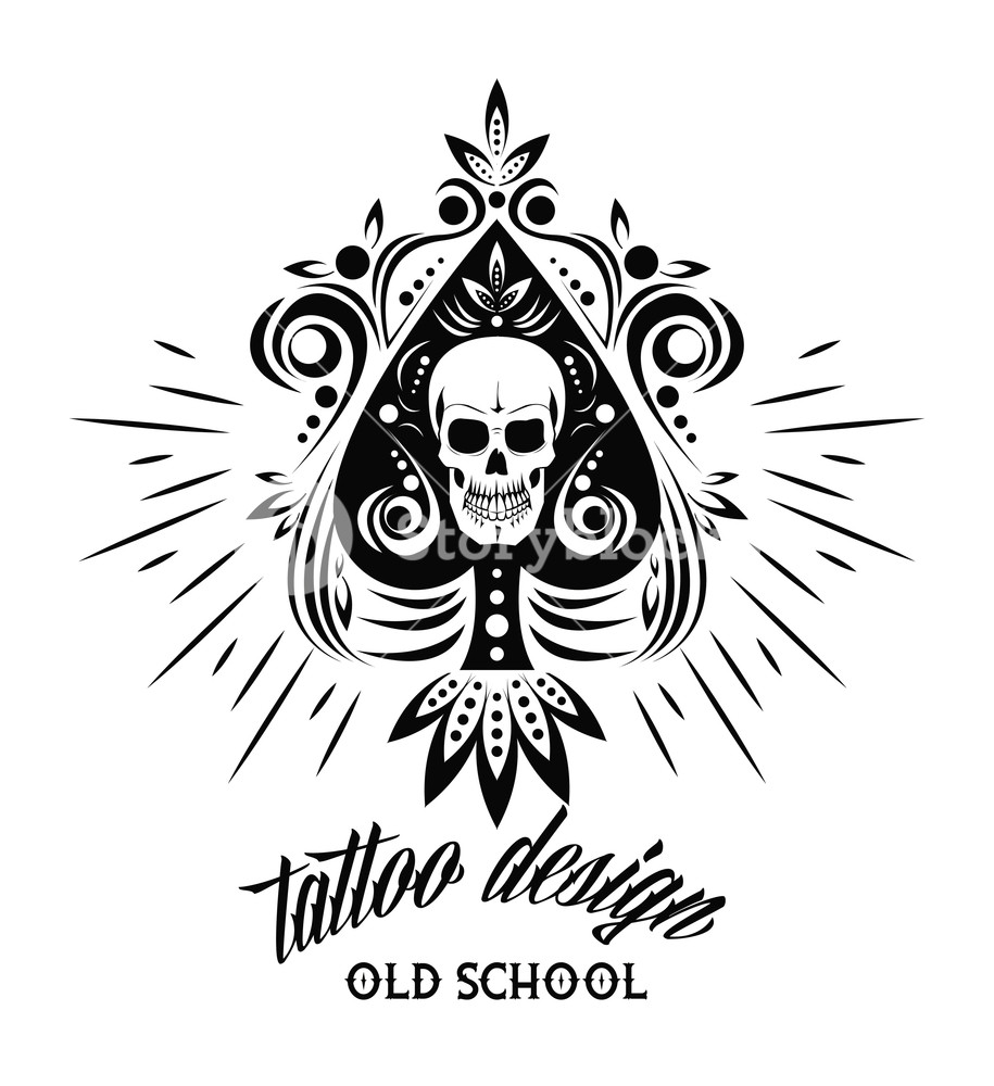 915x1000 Old School Tattoo Skull Drawing Design Vector Illustration Graphic - Tattoo Skull Drawing