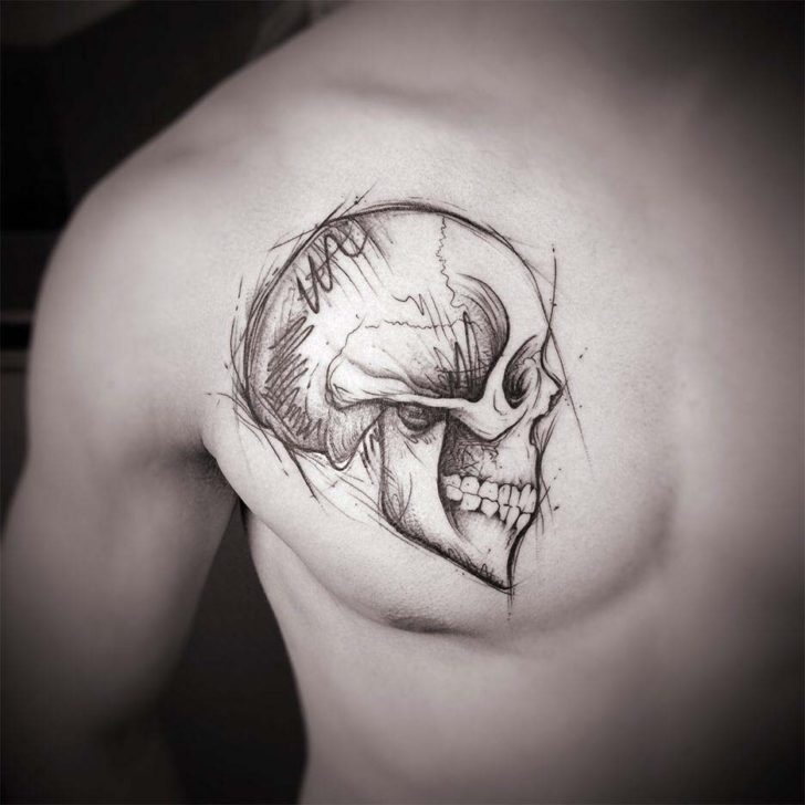 728x728 Skull Tattoo On Chest Best Tattoo Ideas Gallery - Tattoo Skull Drawing