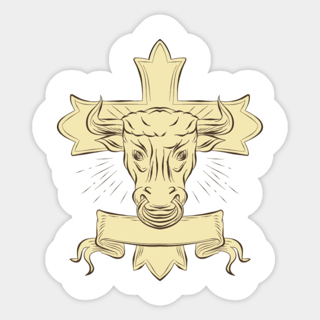 630x630 taurus bull christian cross drawing - Taurus Bull Drawing
