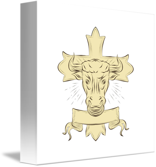 606x650 taurus bull christian cross drawing - Taurus Bull Drawing