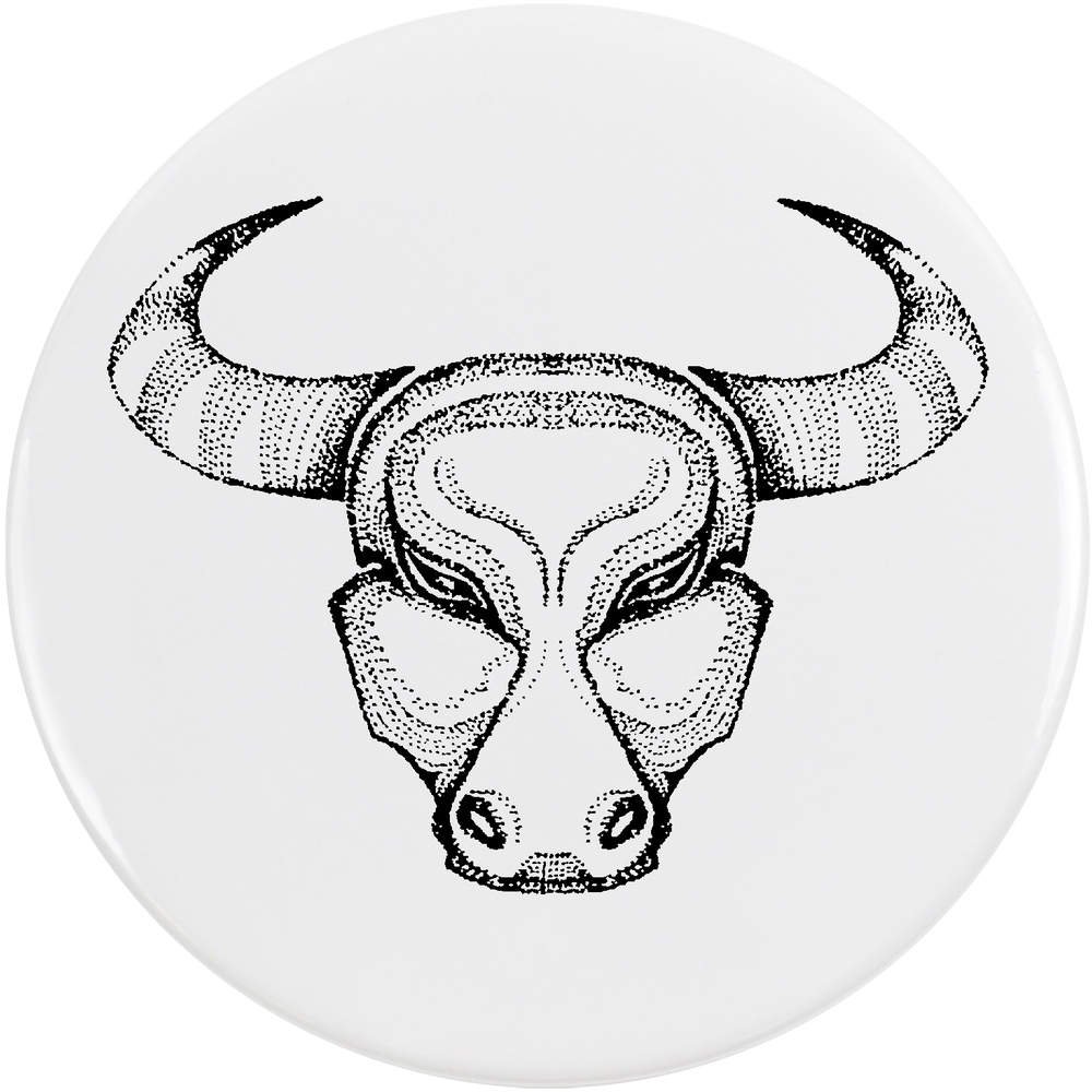 1000x1000 azeeda 'taurus bull head' large button pin badge - Taurus Bull Drawing