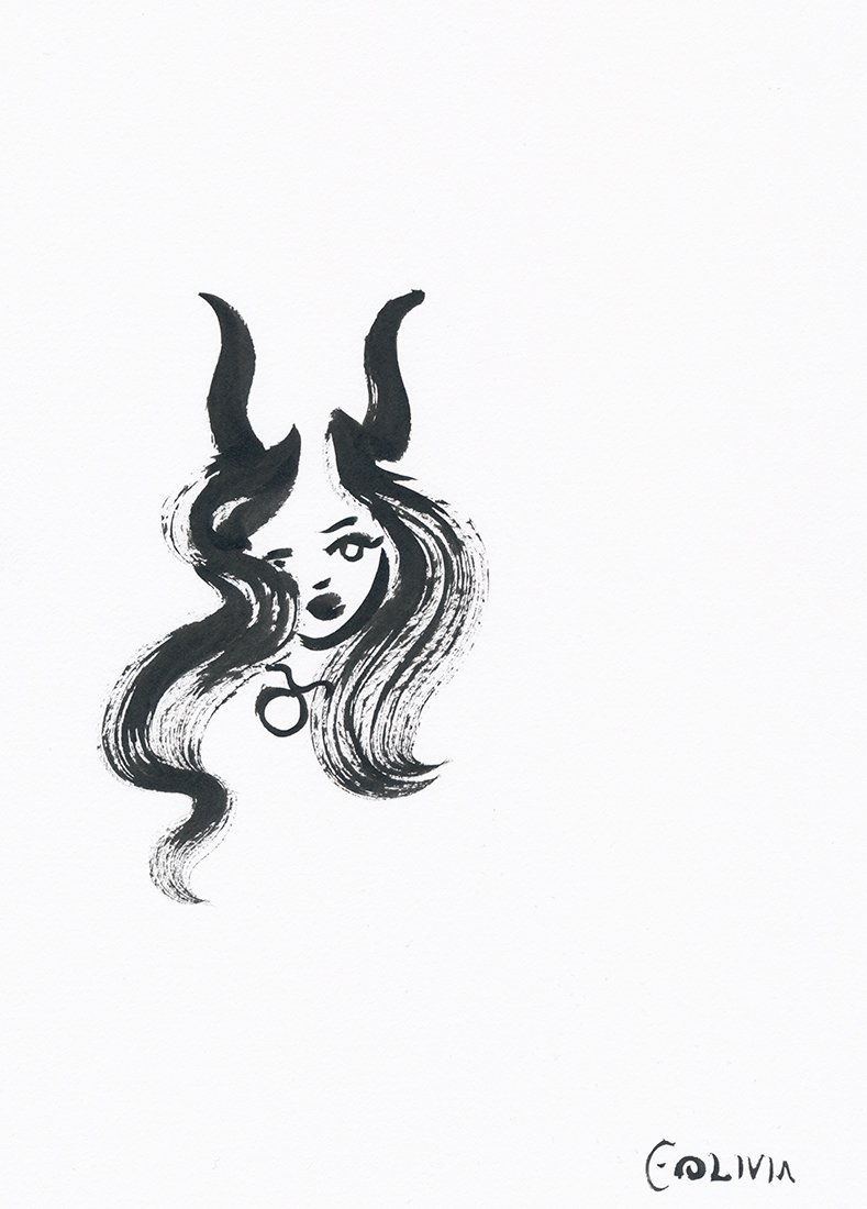 789x1100 taurus original drawing charmaine olivia - Taurus Drawing