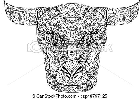 450x318 illustration of a taurus bull head mandala done in drawing sketch - Taurus Drawing