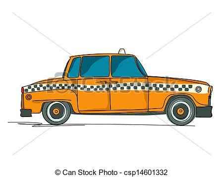 450x357 cartoon yellow cab against white background - Taxi Cab Drawing