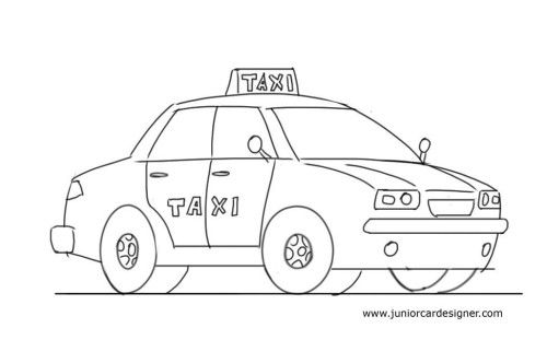 500x332 easy car drawing tutorial for kids taxi cab how to draw - Taxi Drawing