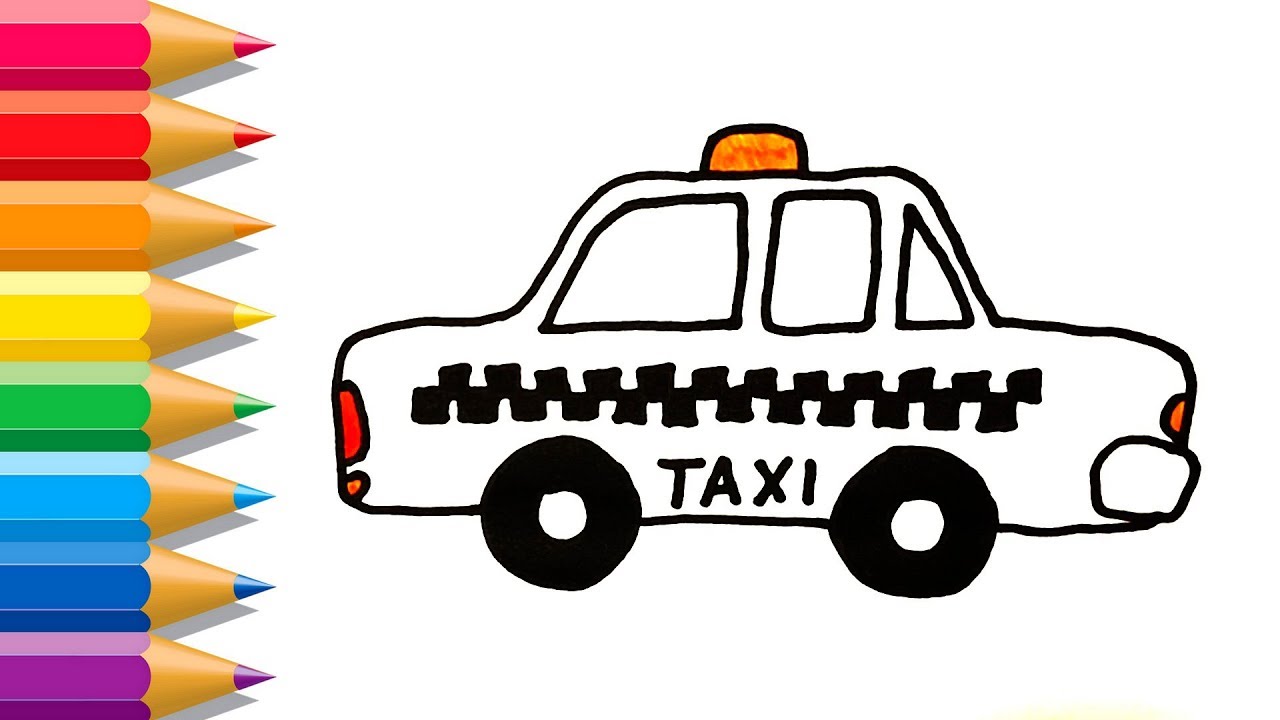 1280x720 how to draw taxi for kids taxi coloring pages learn drawing - Taxi Drawing