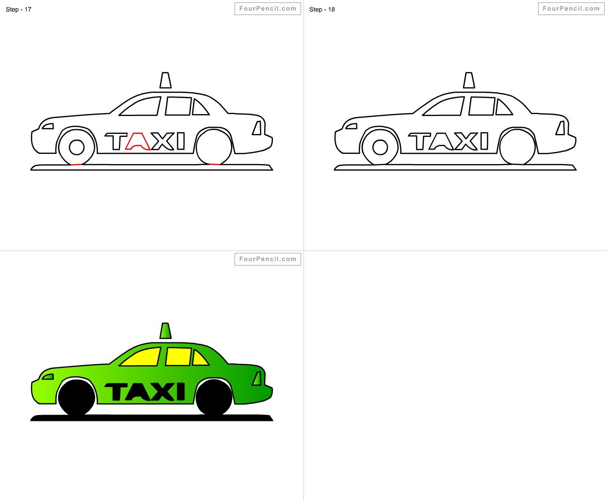 1250x1032 how to draw taxi for kids step - Taxi Drawing