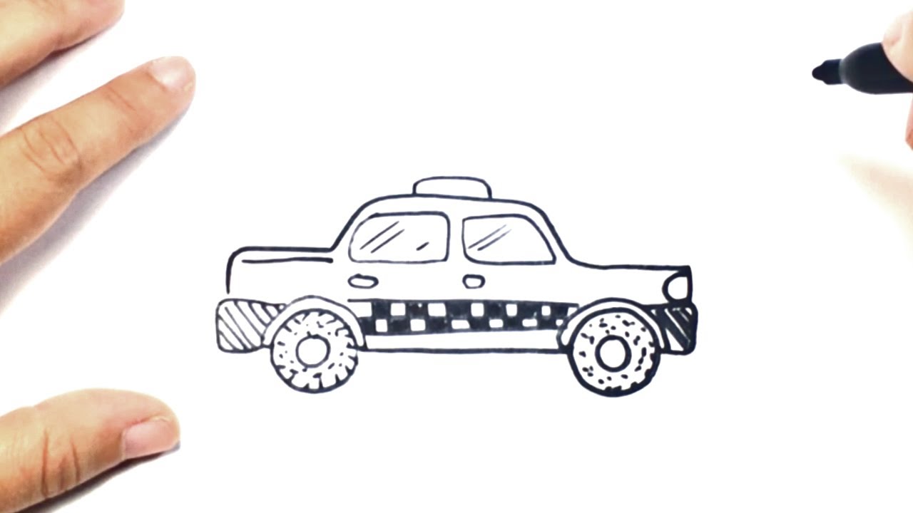 1280x720 how to draw a taxi car step - Taxi Drawing