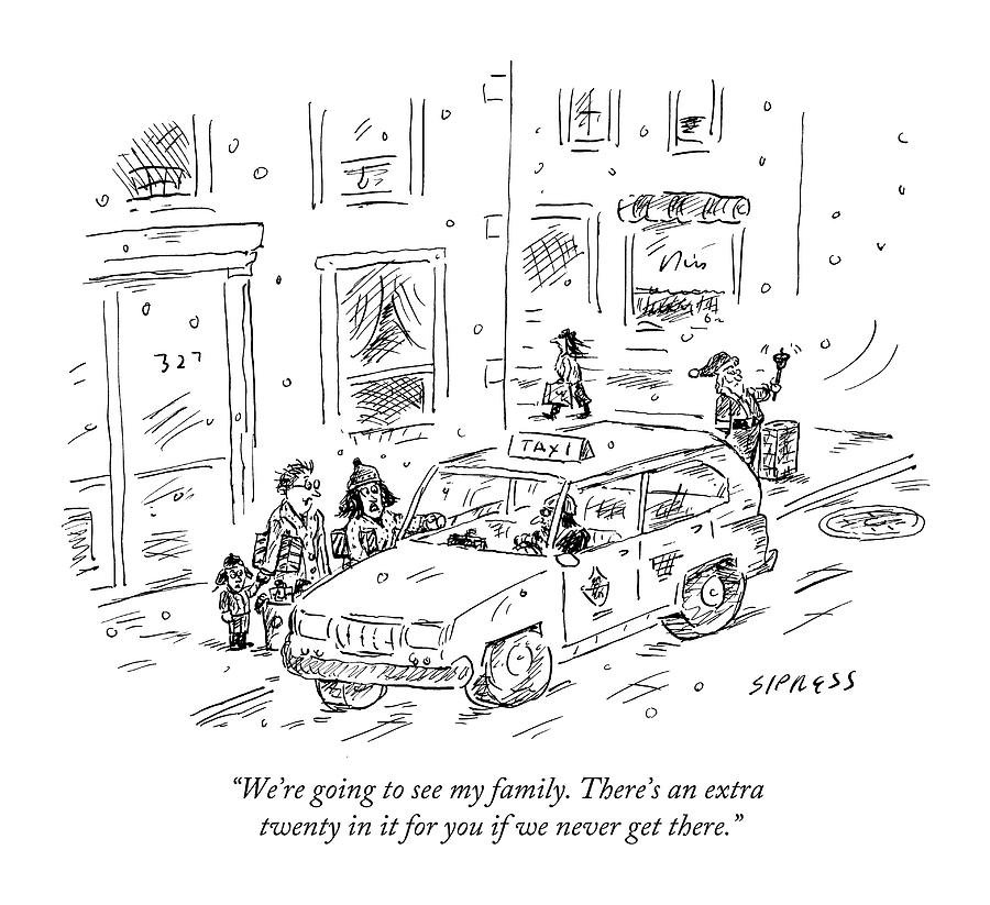 900x823 a family talks to a taxi driver before getting drawing - Taxi Drawing