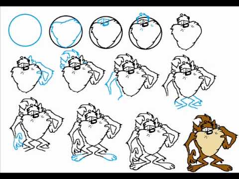 480x360 how to draw taz the tasmanian devil easy simple step - Taz Drawing