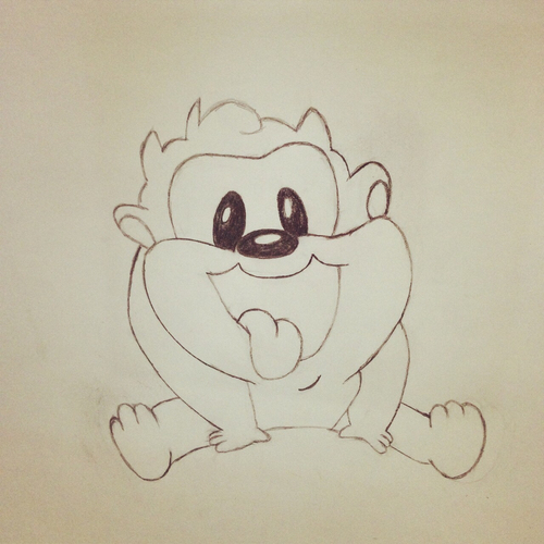 500x500 sister's drawing of baby taz on we heart it - Tazmania Drawing