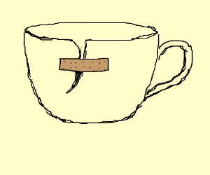 300x250 Broken Teacup Fixed With Band Aids Drawing - Tea Cup Drawing
