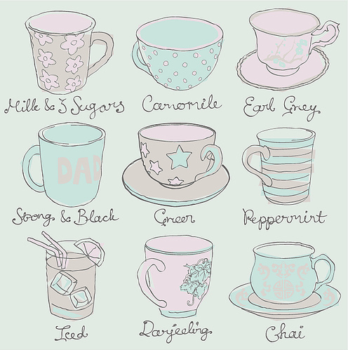 496x499 cup, drawing, illustration, tea, teacup - Tea Cup Drawing