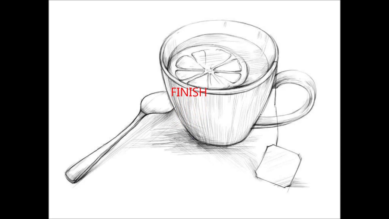 1280x720 Drawn Teacup Line Drawing - Tea Cup Line Drawing