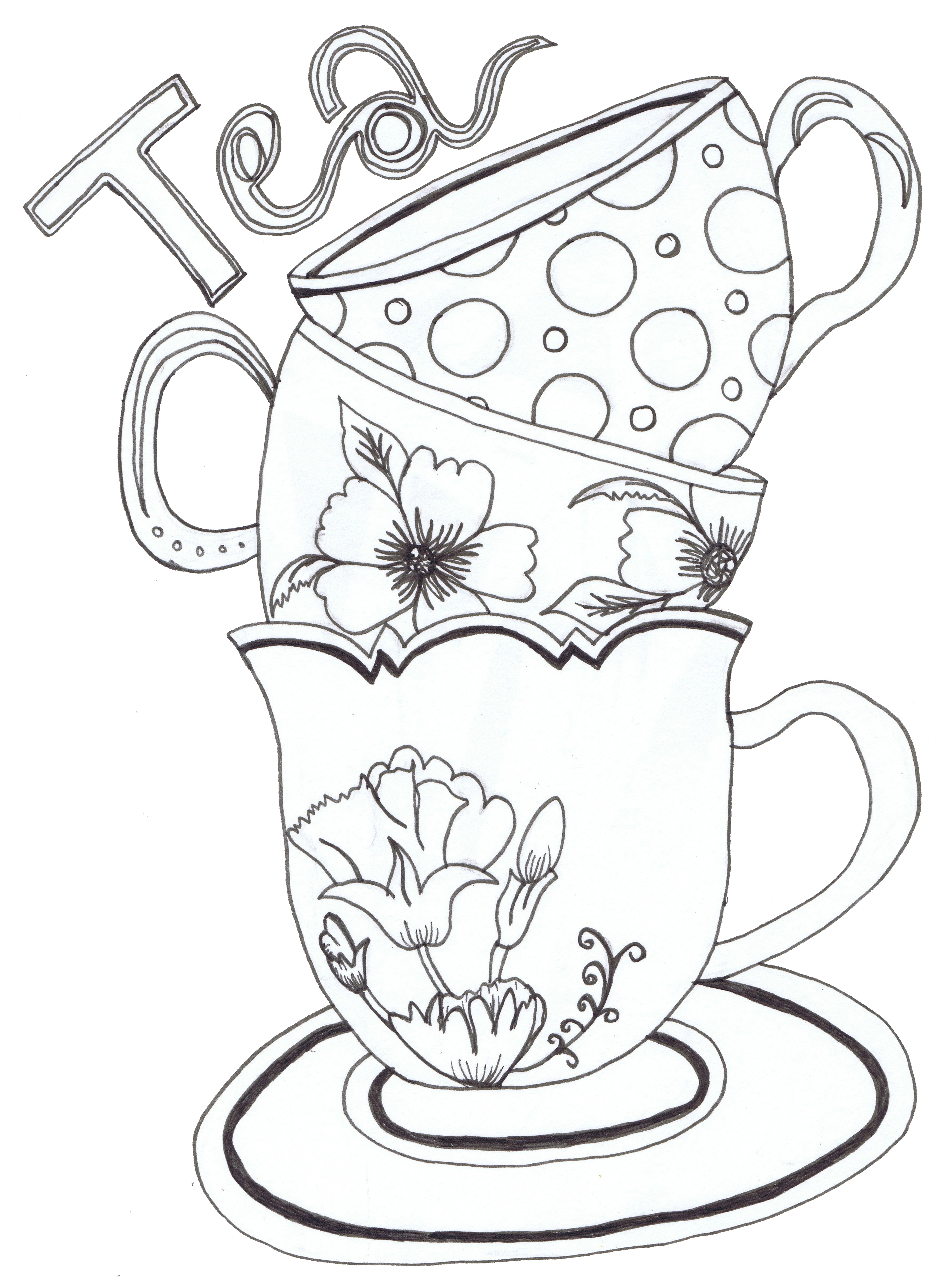 3520x4826 how to draw a teacup and saucer step - Tea Cup Line Drawing